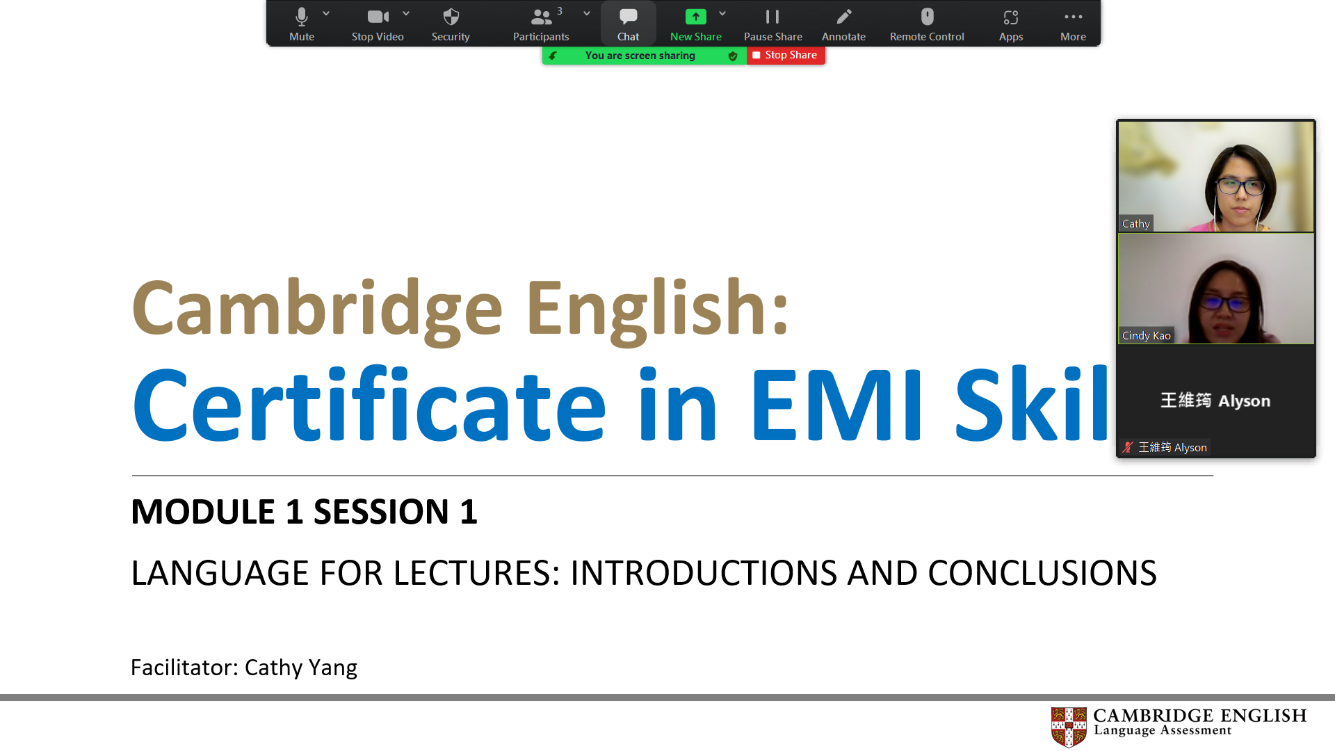Cambridge English-Certificate in EMI Skills