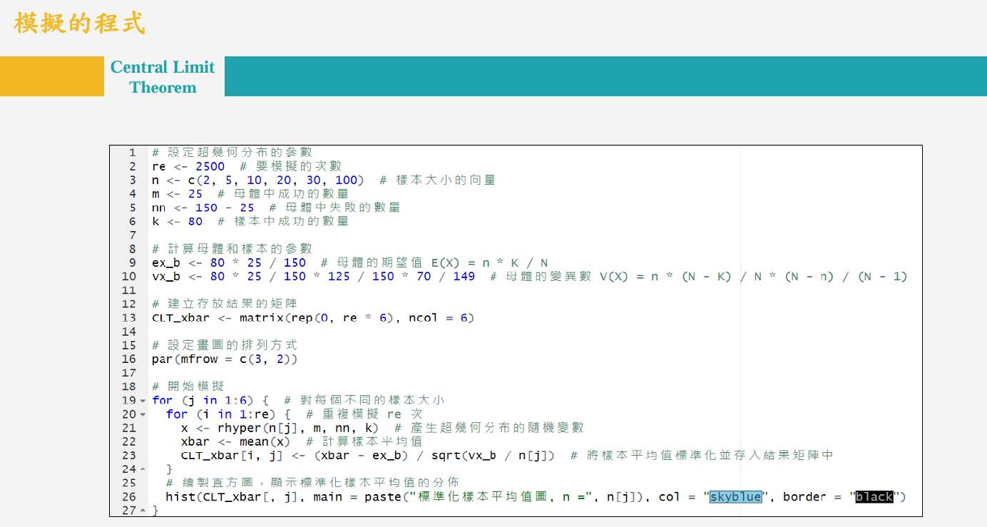 學生成果1 - R語言之中央極限定理的模擬